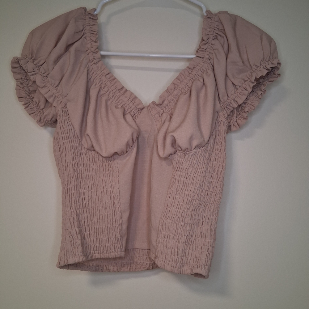 Fashion Nova Blush Ruffled Blouse